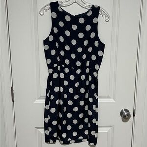 J. Crew Navy and White Polka Dot Sleeveless Mini Dress